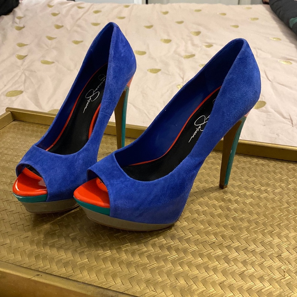 Jessica Simpson Sheri blue color block pattern